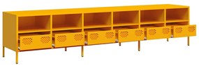 Móvel de TV 202x39x43,5 cm aço laminado a frio amarelo mostarda