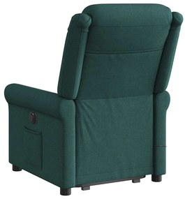 Poltrona reclinável elevatória de massagens tecido verde-escuro