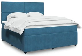 vidaXL Cama com molas/colchão 180x200 cm veludo azul