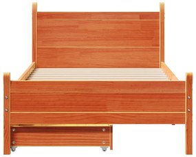 Cama sem colchão 90x190 cm madeira de pinho maciça castanho-mel