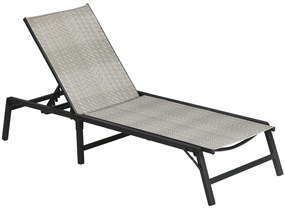 Outsunny Espreguiçadeira Dobrável para Jardim com Encosto Ajustável em 5 Níveis e Estrutura de Aço Carga 150 kg 183x62x32 cm Cinzento Claro