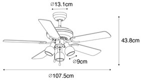 Ventilador de teto preto com interruptor 3 luzes - Mistral Vidro Industrial