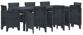 vidaXL Conjunto de Jantar para Jardim 9 pcs Antracite Polipropileno