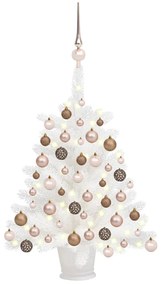 vidaXL Árvore Natal artificial pré-iluminada c/ bolas branco