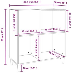 Armário p/ discos 84,5x38x89 cm derivados madeira cinza sonoma