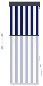 Estore de rolo para exterior 60x250 cm azul e branco