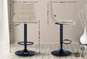 Banco de bar Jerry em tecido com estrutura preta 87-108,5 x 43 x 46,5 cm Creme