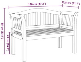 Banco de Jardim 120x53.5x85 cm Madeira Sólida de Teca