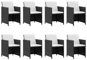 13 pcs conjunto jantar exterior com almofadões vime PE preto