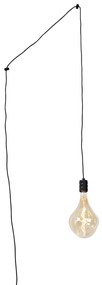 LED Candeeiro de suspensão preto com ficha incl. PS160 dourado regulável - Cavalux Design,Moderno