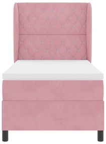 Cama Box Spring vidaXL com Colchão Rosa 90x190 cm Veludo