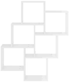 Estante de parede cúbica derivados de madeira branco brilhante
