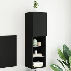vidaXL Móvel de TV com luzes LED 30,5x30x102 cm preto