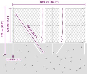 Cerca Hexagonal vidaXL Cinza 1.2x10 m Aço