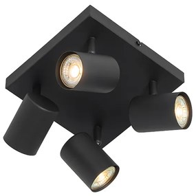 Plafon moderno preto 4 luzes ajustável quadrado - Jeana