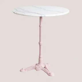 Mesa De Bar Redonda Em Mármore Moka Rosa Algodão Doce & Mármore Branco Guangxi & Ø70 Cm - Sklum