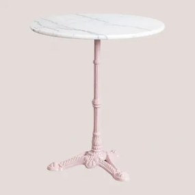 Mesa De Bar Redonda Em Mármore Moka Rosa Algodão Doce & Ø70 Cm - Sklum