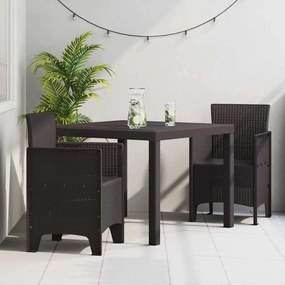 Conjunto de Jantar para Jardim 3 pcs Castanho 100 x 100 x 73 cm