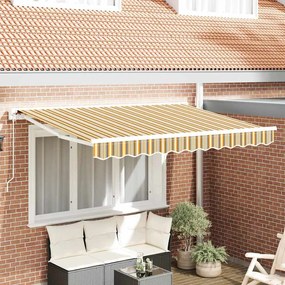vidaXL Toldo Retrátil Amarelo e Cinza 350 x 200 cm Poliéster e Metal