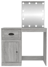 Toucador com LEDs 90x50x132,5 cm derivados madeira cinza sonoma