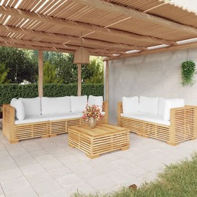 vidaXL 6 pcs conjunto lounge jardim c/ almofadões madeira teca maciça