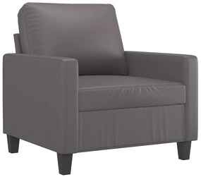 3 pcs conjunto de sofás c/ almofadões couro artificial cinzento