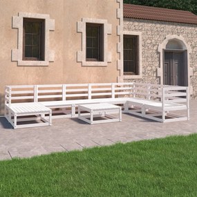 vidaXL 9 pcs conjunto lounge de jardim pinho sólido branco