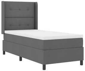 Cama Box com Colchão e LED Cinza Escuro 90x200 cm, Tecido