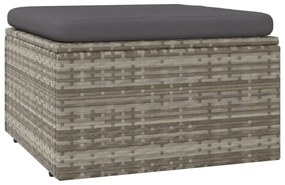 5 pcs conjunto lounge de jardim c/ almofadões vime PE cinzento