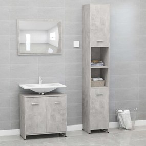 vidaXL 3 pcs conj. móveis casa de banho contraplacado cinzento cimento