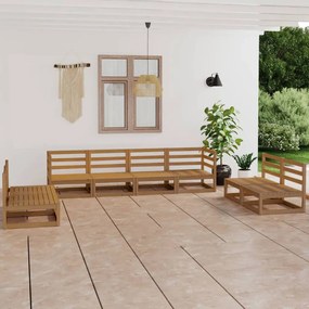 vidaXL 8 pcs conjunto lounge de jardim pinho maciço castanho mel