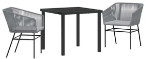 Conjunto de Jantar de Jardim com Almofadas em Rattan Sintético Cinza -