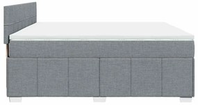 Cama com molas/colchão 200x200 cm tecido cinza-claro