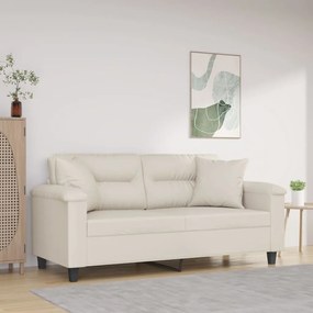 vidaXL Sofá 2 lugares c/ almofadas/almofadões 140cm couro artif. creme