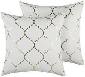 Conjunto de 2 almofadas decorativas com padrão marroquino em algodão branco 45 x 45 cm ALYSSUM Beliani