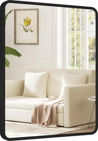 Espelho de parede retangular 50 x 40 cm, espelho decorativo moderno com moldura de metal para sala de estar, entrada, corredor, preto