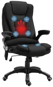 Vinsetto Cadeira Escritório de Massagem com 6 Pontos Reclinável até 130° com Função de Aquecimento 68x72x110-120 cm Preto | Aosom Portugal