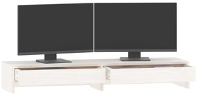 Suporte para monitor 100x27x15 cm pinho maciço branco