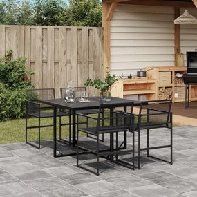 vidaXL 5 pcs conjunto de jantar p/ jardim vime PE preto