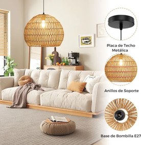 Candeeiro Teto esférico suspensa fácil de instalar, lâmpada incluída, para sala de jantar, sala de estar, quarto... 43 x 34 cm, cor castanho café