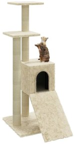 Árvore para gatos c/ postes arranhadores sisal 92 cm cor creme