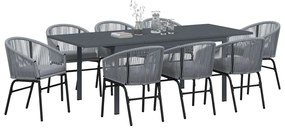 Conjunto de Jantar de Jardim Manual 9 pcs Cinzeto Largo