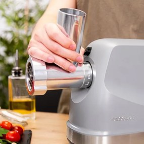 Picadora de carne eléctrica Crusher 1400 Steel de 1360 W, com 1 lâmina e 3 placas de corte