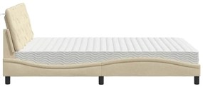 Cama com colchão 140x200 cm tecido cor creme