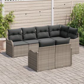 Conjunto de Sofá de Jardim vidaXL de 7 Peças com Almofadas Cinza Ratta