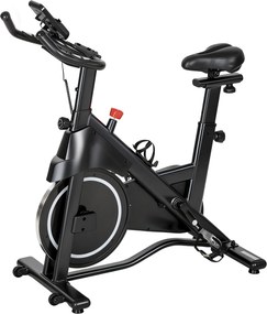 Bicicleta estática, Bicicleta de exercício, Resistência magnética ajustável, Ecrã LCD, Assento confortável, 108 x 51 x 116 cm, branco, preto