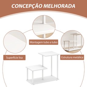 Estante de 3 Níveis Estilo Moderna com Estrutura de Metal e Prateleira de Arrumação para Secretária 40x20x34,5 cm Branco