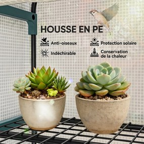 Estufa de jardim para varanda  70 x 50 x 160 cm, estante com 4 níveis, aço com revestimento epóxi, lona removível em PE de alta densidade, branco