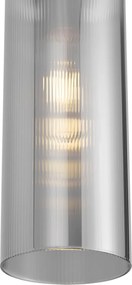 Candeeiro pendente Art Deco preto com vidro fumê para sistema de calha monofásico - Iconic Laura