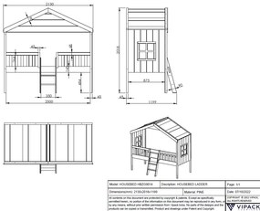 Cama para Crianças Casa HOUSEBED COM ESCADA BRANCA